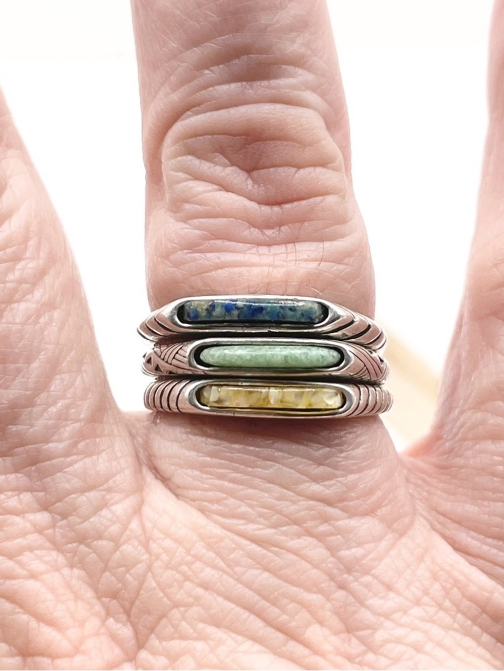 Size 8.5 vintage carolyn pollack 925 Sterling Silver Stackable Rings - Picture 7 of 10